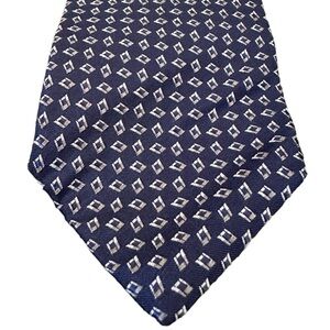 Lanvin  Paris Blue Gray Diamond Print Silk Tie Width 3inches